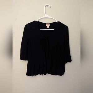 BLACK Mossimo Top Medium Tie Front Bell Sleeve Crop